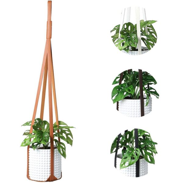 PU Leather Plant Hanger Hanging Planter Flower Pot Holder Home Decor For Indoor Plants Cactus Succulent