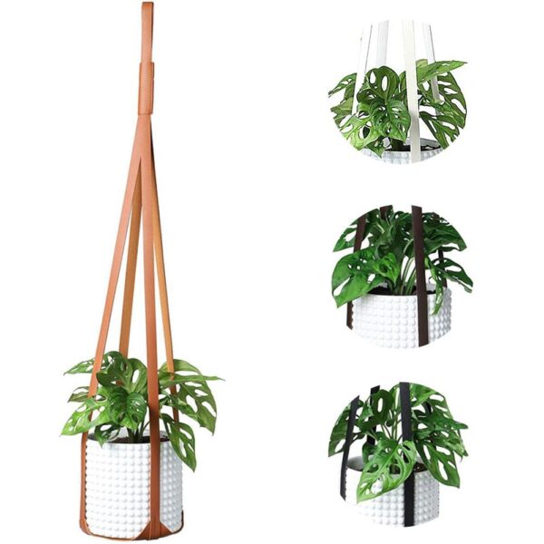 PU Leather Plant Hanger Hanging Planter Flower Pot Holder Home Decor For Indoor Plants Cactus Succulent