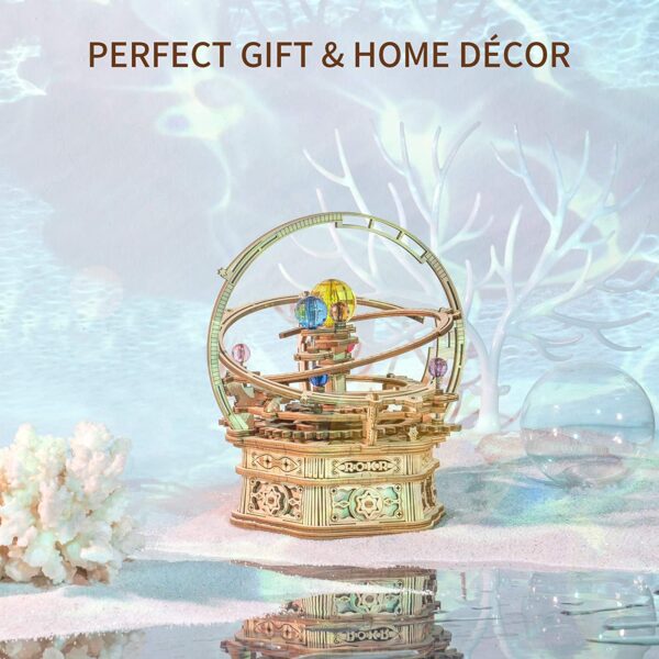 Robotime 84pcs Rotatable DIY 3D Starry Night Wooden Puzzle Game Assembly Music Box Toy Gift for 1