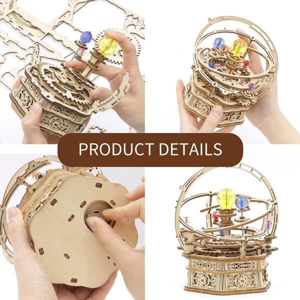 Robotime 84pcs Rotatable DIY 3D Starry Night Wooden Puzzle Game Assembly Music Box Toy Gift for 4