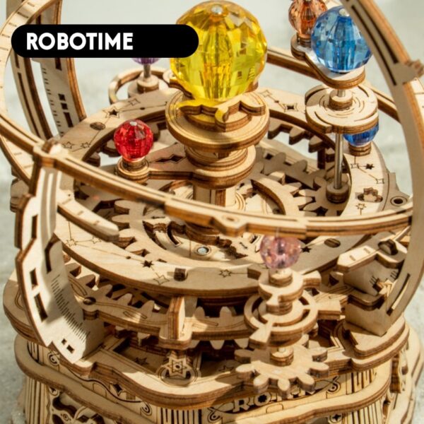 Robotime 84pcs Rotatable DIY 3D Starry Night Wooden Puzzle Game Assembly Music Box Toy Mphatso ya 5