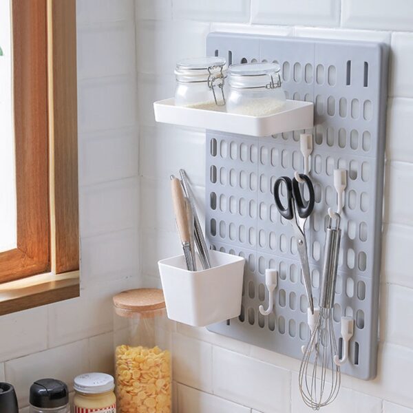 Room Decor Hole Board Wall Shelf Hooks Desk Organizer Make Up Organizers Room Organization Storage Rack 3
