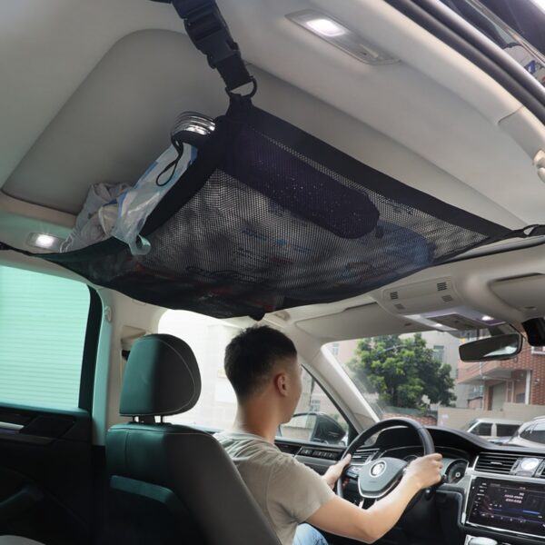 SUV Car Ceiling Storage Net Pocket Car Roof Bag Interior Cargo Net Breathable Mesh Bag Auto 3