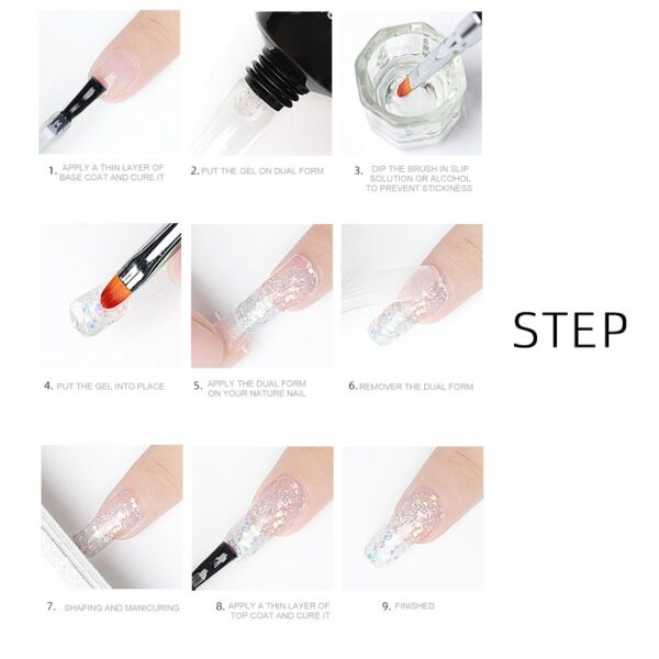Gel de unghii poli cu sclipici cu paiete pentru extinderea unghiilor Manichiură Gel acrilic hibrid UV hibrid Art 5