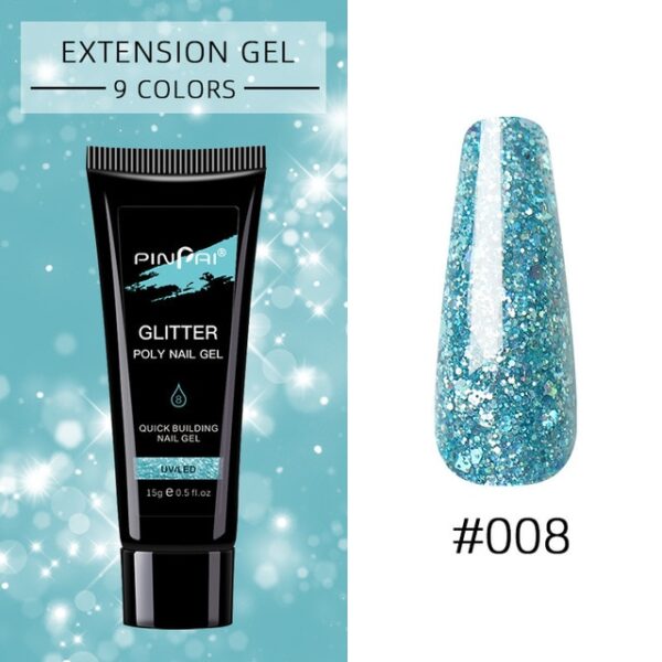 Sequin Glitter Poly Nail Gel pentru Extinderea Unghiilor Manichiură Acrilic Gel Hibrid UV Gel pentru Unghii Art 7.jpg 640x640 7