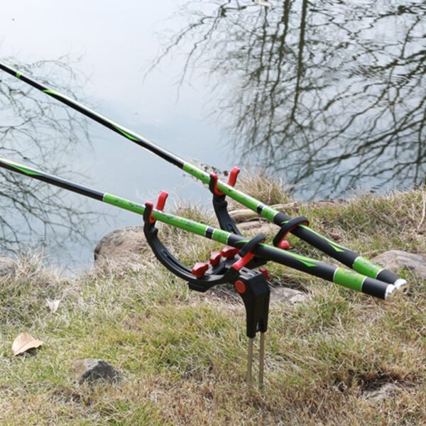 Supporto universale per canna da pesca, staffa pieghevole regolabile a 360 gradi, porta-asta fissa per canna da pesca, lago di mare, 2