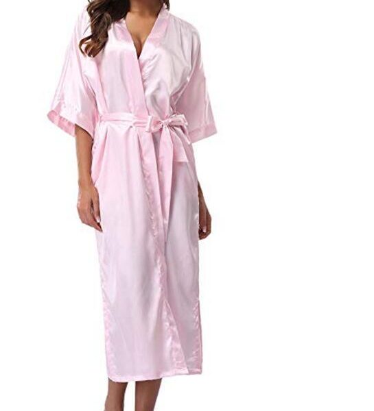 Women Silk Satin Long Wedding Bride Bridesmaid Robe Kimono Robe Feminino Bath Robe Large Size XXXL 2