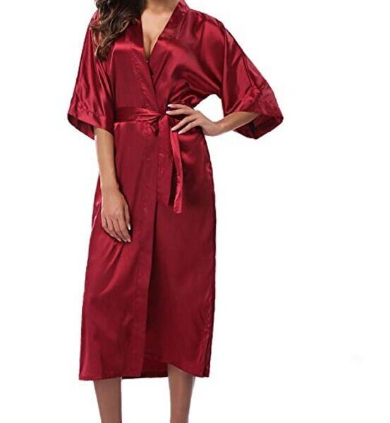 Women Silk Satin Long Wedding Bride Bridesmaid Robe Kimono Robe Feminino Bath Robe Large Size XXXL 3