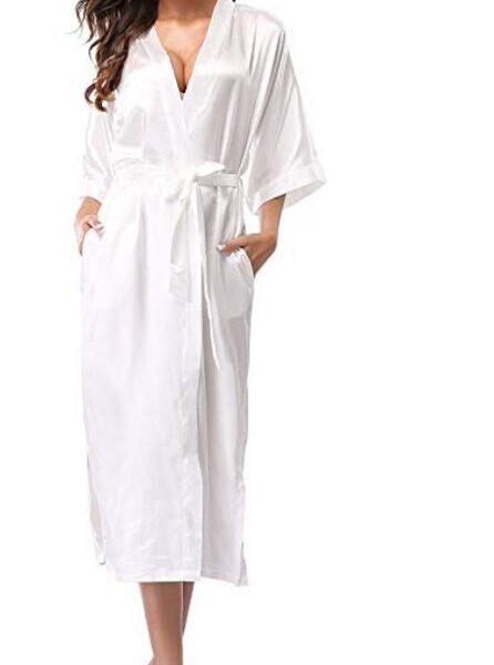 Women Silk Satin Long Wedding Bride Bridesmaid Robe Kimono Robe Feminino Bath Robe Large Size XXXL 4