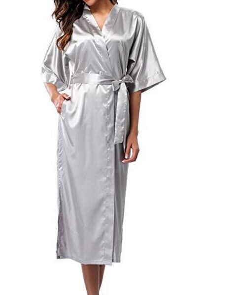 Women Silk Satin Long Wedding Bride Bridesmaid Robe Kimono Robe Feminino Bath Robe Large Size XXXL 5