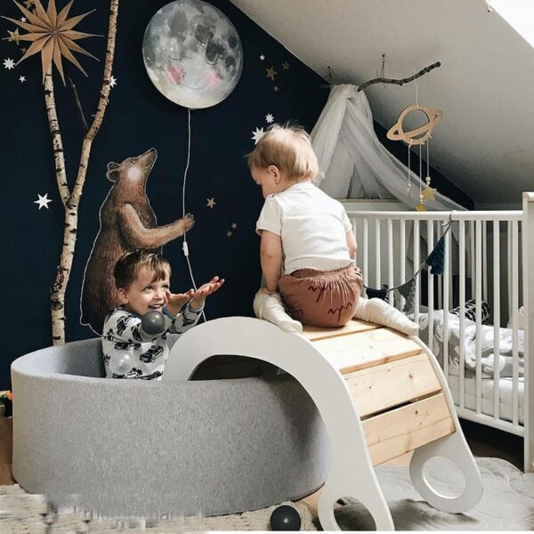 Silla de madera para bebé, sofá de dibujos animados bonito para interior, escalada, juguete educativo interactivo, decoración de habitación para niños, mecedora para niños 1