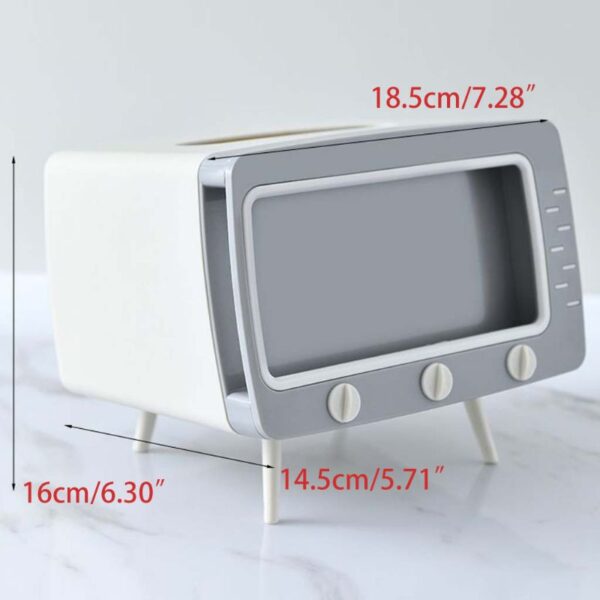 Reative TV Tissue Box Desktop Paper Holder Dispenser Storage Napkin Case Organizer with Mobile Phone Holder 5