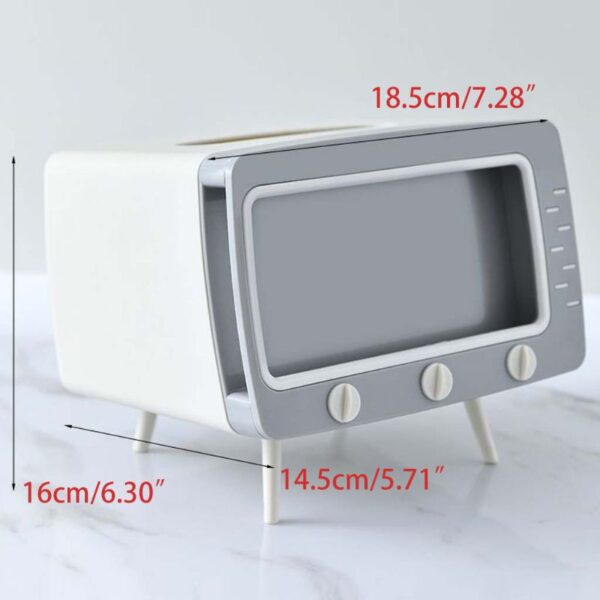 reative TV Tissue Box Desktop Paper Holder Dispenser Storage Napkin Case Organizer with Mobile Phone Holder 5