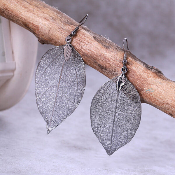 2018 Fashion Bohemian Long Earrings Unique Natural Real Leaf Big Earrings For Women Fine Jewelry Gift 2