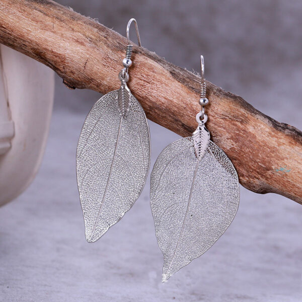 2018 Fashion Bohemian Long Earrings Unique Natural Real Leaf Big Earrings For Women Fine Jewelry Gift 4