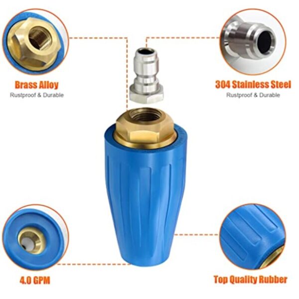 4 0 GPM 3600PSI Turbo Rotating Spray Nozzle 360 ​​degrre Rotating Turbo for Pressure Washer with 2
