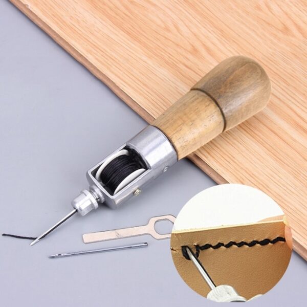 4PCS Set Lock Stitching Sewing Awl Leather Hand Stitcher Thread Needles Kit For Fabric Craft Stitch 2