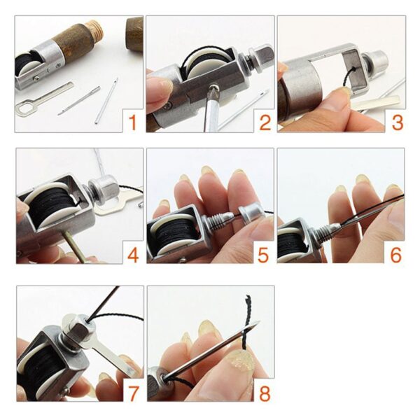 4PCS Set Lock Stitching Naaien Awl Leather Hand Stitcher Thread Needles Kit Foar Fabric Craft Stitch 3