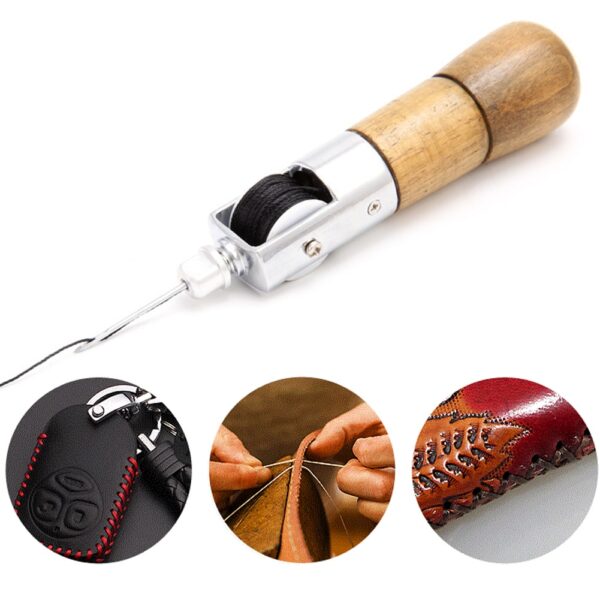 4PCS Set Lock Stitching Sewing Awl Leather Hand Stitcher Thread Needles Kit Foar Fabric Craft Stitch