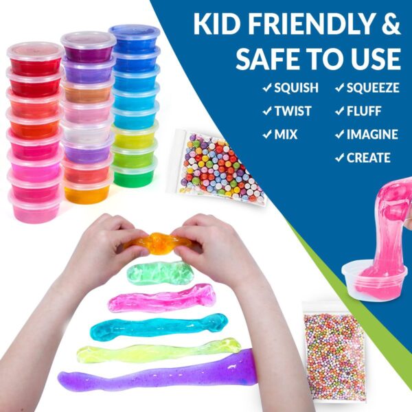 52Pack Lot Fluffy Slime Kit 24 ළමුන් සඳහා වර්ණ Slime සැපයුම් DIY Kit Sensory Play 2