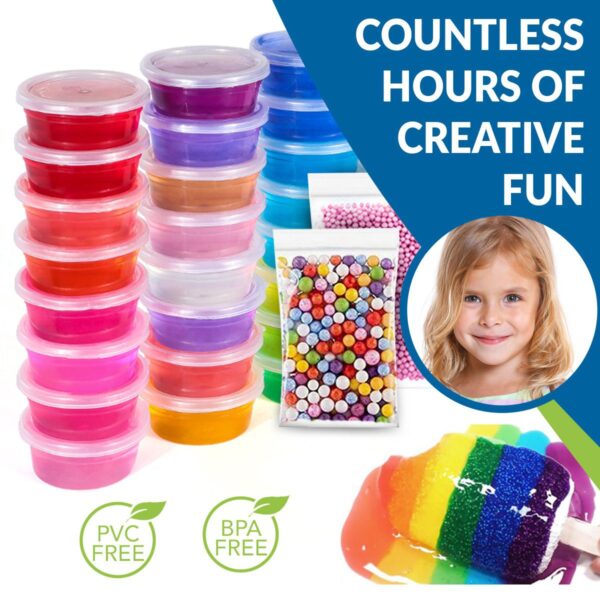 Lote de 52 kits de slime esponjoso 24 suministros de slime de cores Regalos para nenos Kit de bricolaxe xogo sensorial 4
