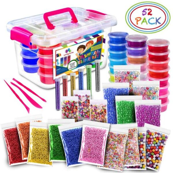 52Pack Lot Fluffy Slime Kit 24 Color Slime Supplies Gifts for kids DIY Kit Sensory