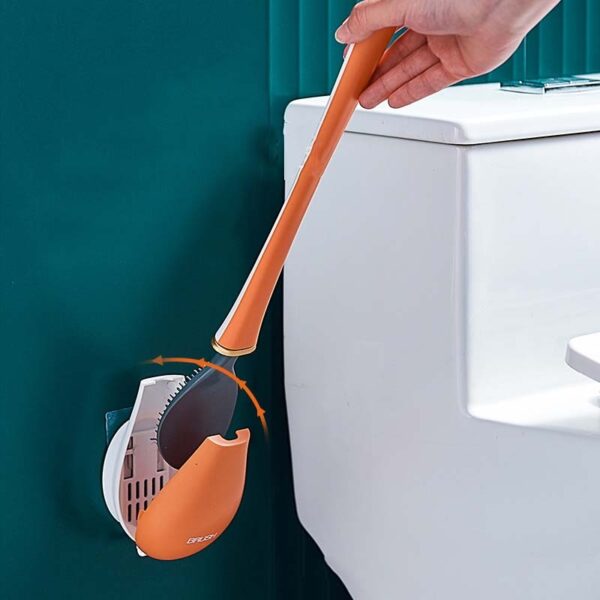Automatic TPR Silicone Toilet Brush Wall Mount Quick Draining Clean Tool For WC Cleaning Brush Bathroom 2