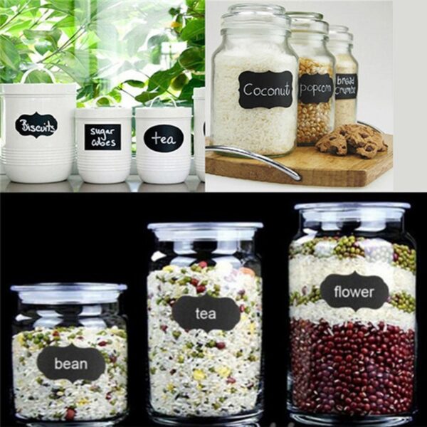 Blackboard stickers Waterproof Chalkboard Kitchen Spice Label Sticker Home Jars Bottles Tags Blackboard Labels White marker 2