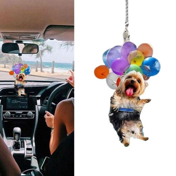 Cartoon Cute Dog Atuo Hanging Ornament With Colorful Balloon parachute Home Accessories Decorations Hanging Ornament Decoration