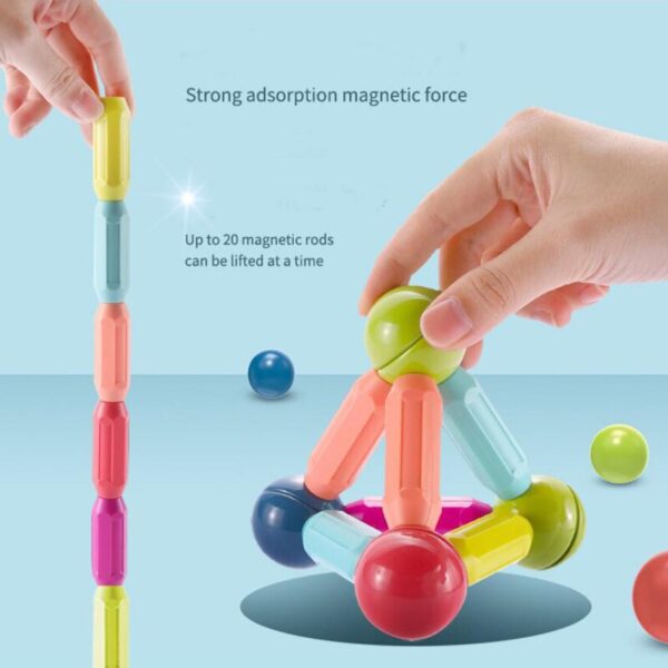 Dropshipping 64Pcs Set 3D Building Blocks DIY Big Size Magnetic Sticks Set Kids Educational Toy For 3