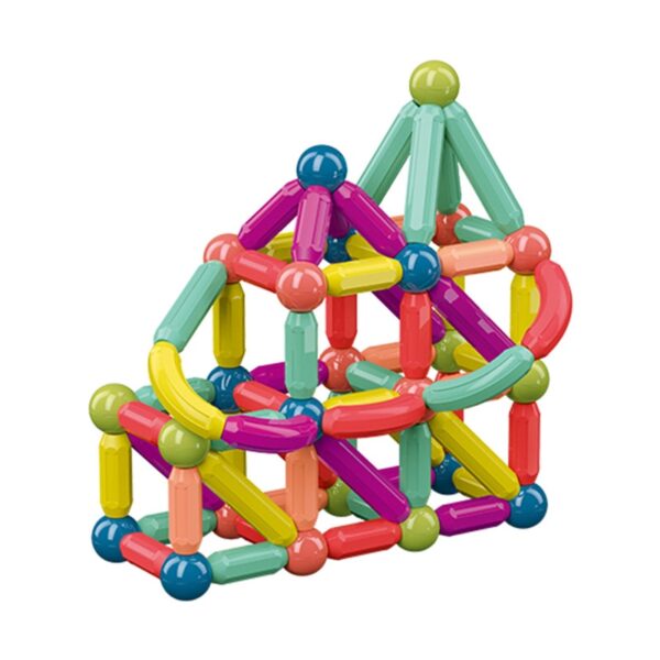 Dropshipping 64Pcs Set 3D Building Blocks DIY Big Size Magnetic Sticks Set Kids Educational Toy For