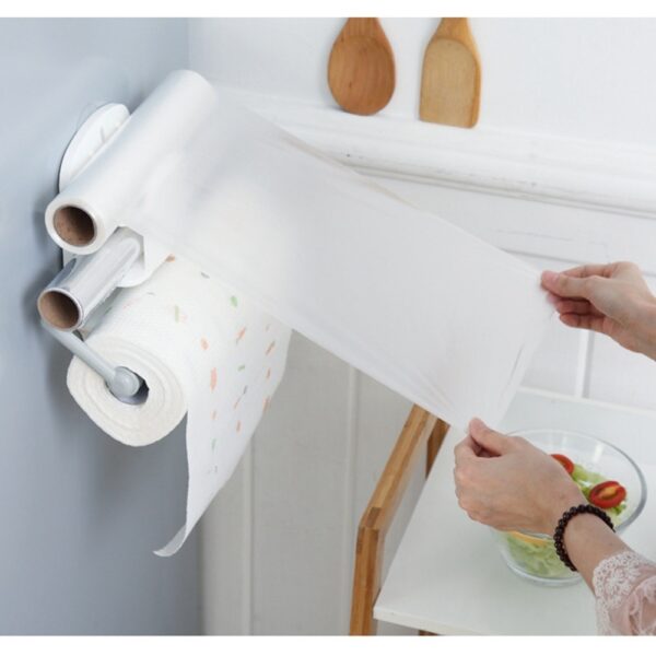 Household Retractable Kitchen Roll Holder Paper Towel Holder Plastic Wrap Storage Rack 5