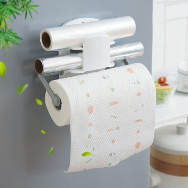 Tsev Retractable Kitchen Roll Holder Paper Towel Holder Plastic Wrap Storage Rack