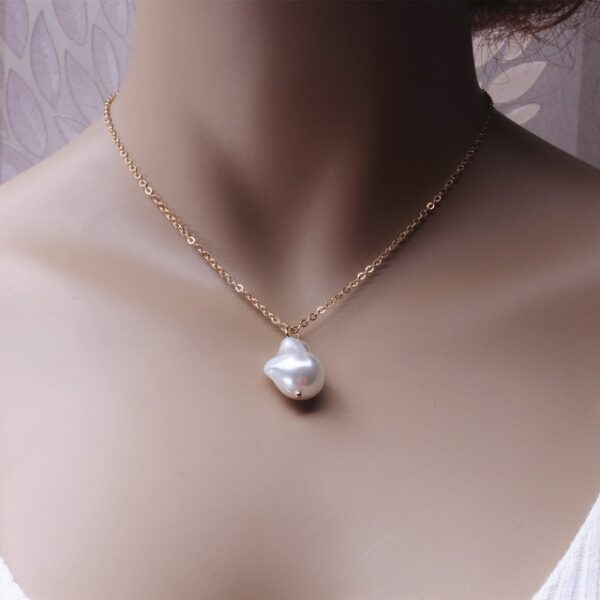 KMVEXO Fashion 2 warstwy perły geometryczne wisiorki naszyjniki dla kobiet złoty metalowy łańcuszek wąż naszyjnik nowy 5.jpg 640x640 5