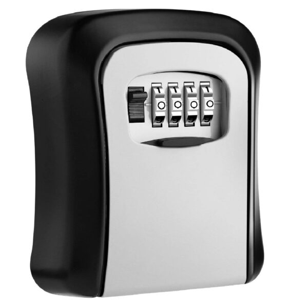 Key Lock Box Outdoor Wall Mounted Aluminum Alloy Key Safe Box Weatherproof 4 Digit Combination Keys