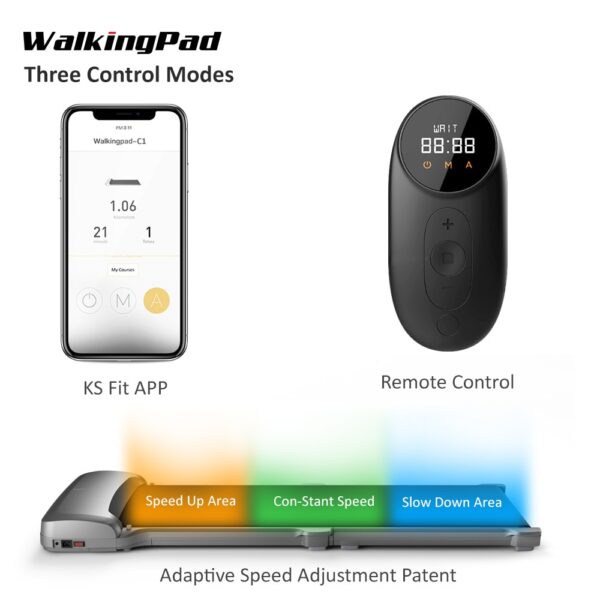 KingSmith WalkingPad Бегавая дарожка Walk C1 Складаны фітнес-трэнажор Разумныя аэробныя практыкаванні Пульт дыстанцыйнага кіравання App Connect Home 3