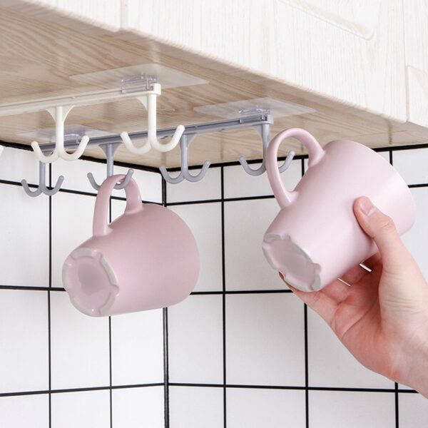 Kitchen Storage Rack Door Wardrobe Cabinet Hook Organizer Shelf Cup Holder Hooks Towel Hanger Bathroom Kitchen 1