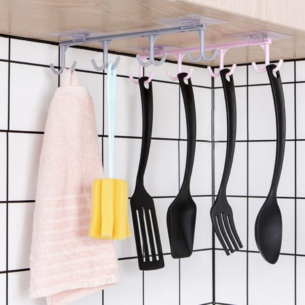 Kitchen Storage Rack Door Wardrobe Cabinet Hook Organizer Shelf Cup Holder Hooks Towel Hanger Bathroom Kitchen 2