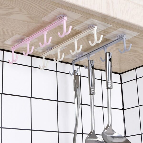 Kitchen Storage Rack Door Wardrobe Cabinet Hook Organizer Shelf Cup Holder Hooks Towel Hanger Bathroom Kitchen