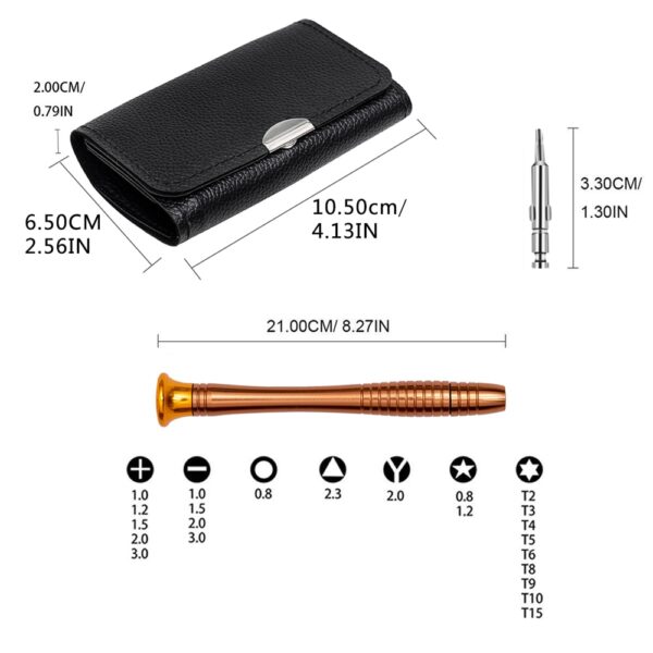 Skórzane etui 25 w 1 Zestaw wkrętaków Torx Zestaw narzędzi do naprawy telefonu komórkowego Multitool Narzędzia ręczne 2