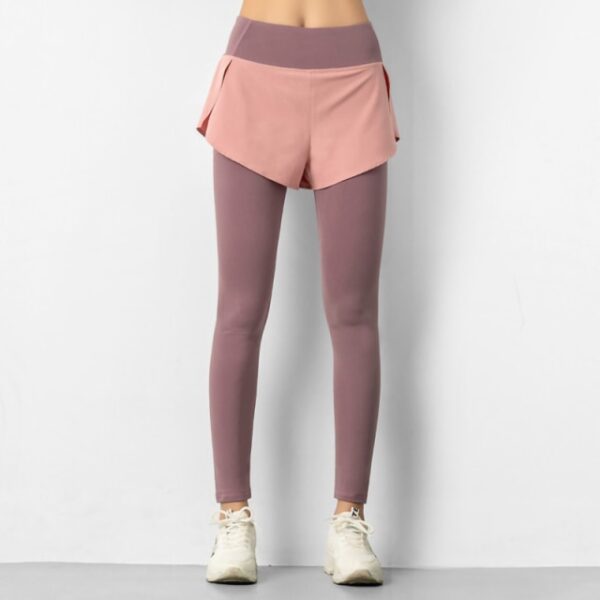 NORMOV Nowe fałszywe dwuczęściowe damskie legginsy z wysokim stanem solidne push-up legginsy fitness kobieta elastyczna 2.jpg 640x640 2