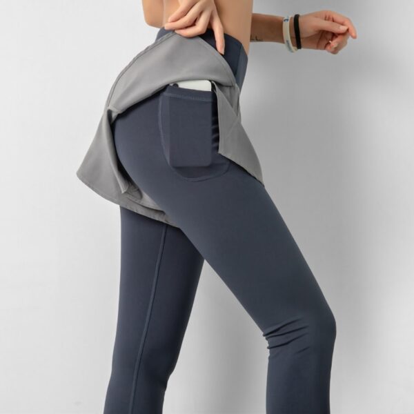 NORMOV 新款假两件式女式打底裤高腰纯色聚拢健身打底裤女式弹力