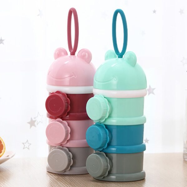 New 3 4 layers Fog Bear Portable Baby Food Storage Box Side Open Essential Cereal Milk 3