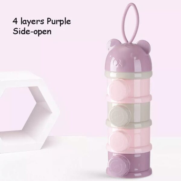 New 3 4 layers Fog Bear Portable Baby Food Storage Box Side Open Essential Cereal