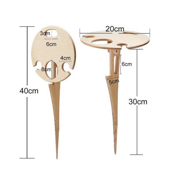 Outdoor Wine Table with Foldable Round Desktop Mini Wooden Picnic Table Easy To Carry Wine Rack 5