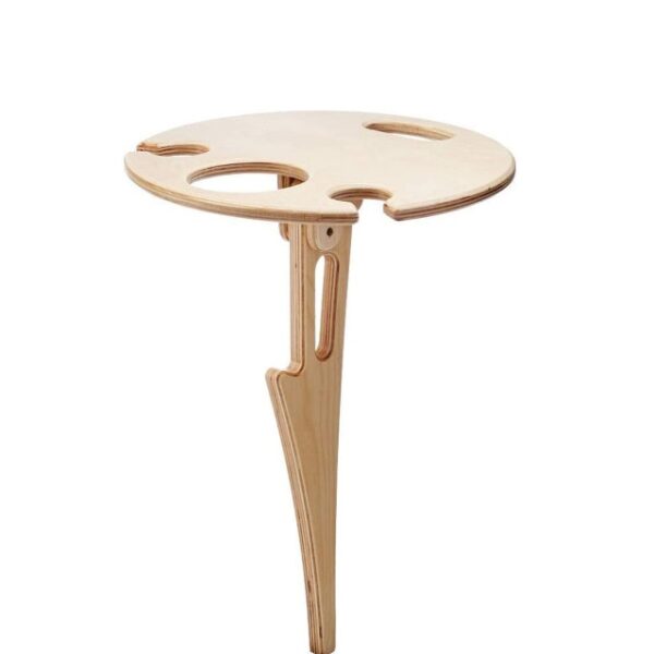 Outdoor Wine Table with Foldable Round Desktop Mini Wooden Picnic Table Easy To Carry Wine