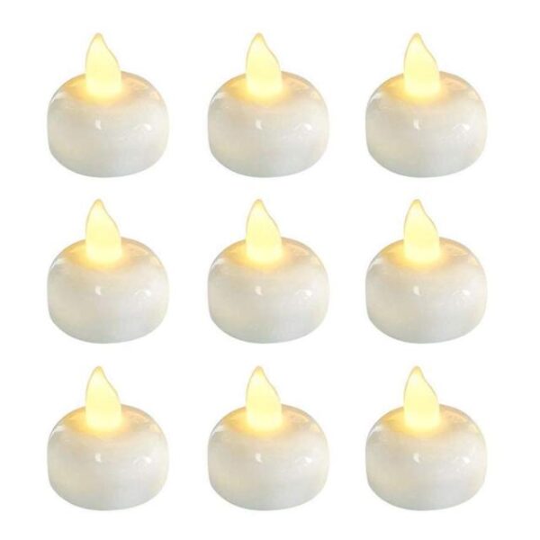 Pack of 6 Flickering Waterproof Flameless Floating Tealights Warm White Battery Flickering LED Tea Lights