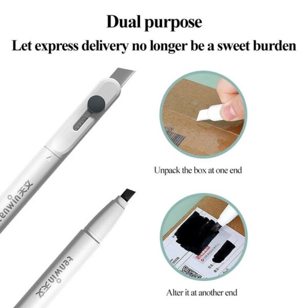 Portable 2in1 Unpacking Knife Identity Privacy Theft Protection Roller Stamp Envelope Office Paper Cutter Messy Code 4