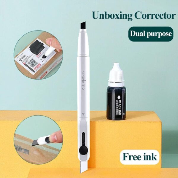 Portable 2in1 Unpacking Knife Identity Privacy Theft Protection Roller Stamp Envelope Office Paper Cutter Messy Code
