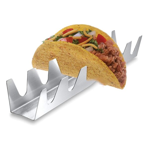 Ogbe Mexico achịcha dị iche iche Ime Ngwá Ọrụ Guzosie Food Shell Pizza Wave Shape Taco Holder Kitchen Kitchen Stainless Steel 2